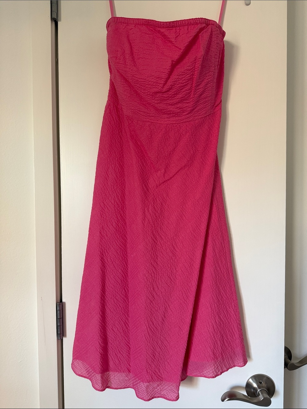 J. Crew Vibrant Pink Strapless Sundress with Spaghetti Straps